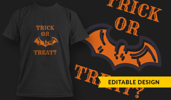 Trick Or Treat Bat - T Shirt Design Template 3356 1
