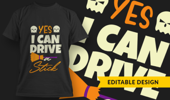 Yes I Drive Stick - T Shirt Design Template 3363 1
