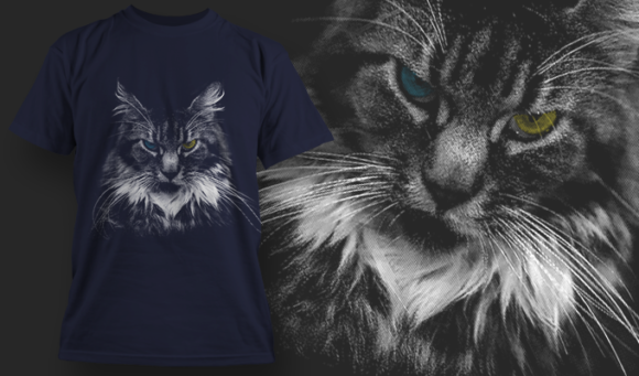 Angry Cat - T Shirt Design Template 3503 1