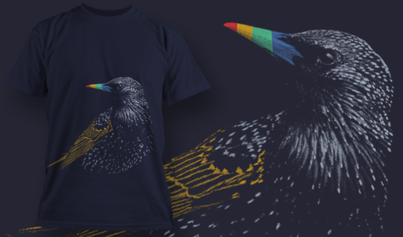 Bird With Rainbow Beak - T Shirt Design Template 3511 1