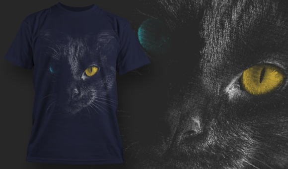 Black Cat - T Shirt Design Template 3502 1