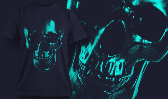 Blue Skull - T Shirt Design Template 3467 1