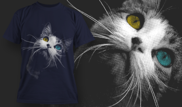 Cat Looking Up - T Shirt Design Template 3504 1