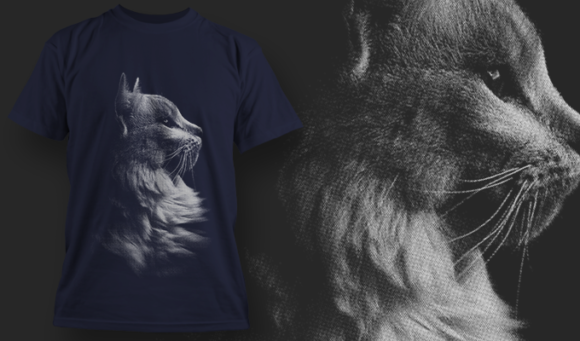 Cat Pondering - T Shirt Design Template 3505 1