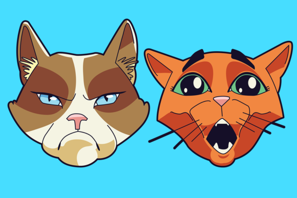 Cat Faces Cartoons Pack 2