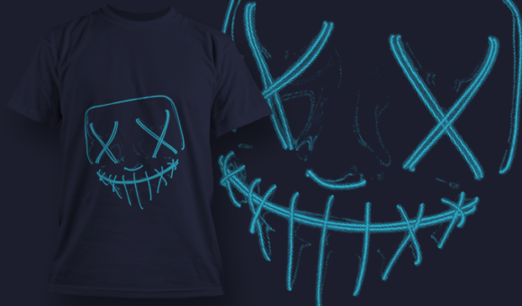 Neon Mask - T Shirt Design Template 3497 1