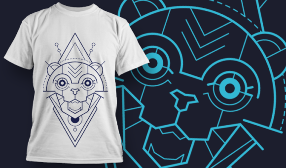 Sacred Geometry Cat - T Shirt Design Template 3448 1