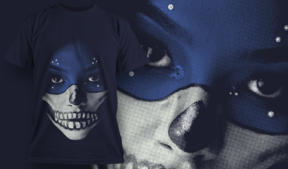 Skull Face Paint - T Shirt Design Template 3481 1
