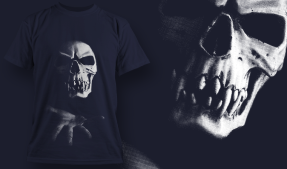 Skull With A Hand Below - T Shirt Design Template 3490 1