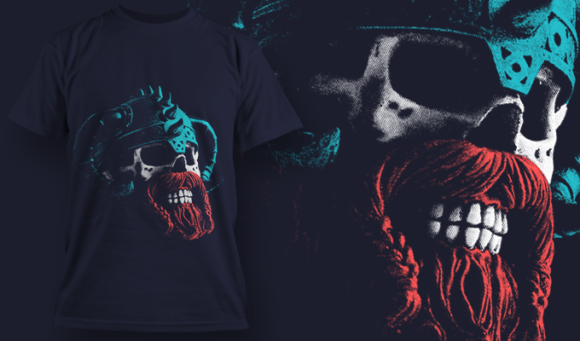 Viking Skull - T Shirt Design Template 3476 1