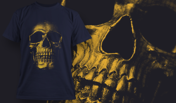 Golden Skull - T Shirt Design Template 3523 1