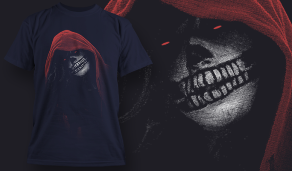 Hooded Skull - T Shirt Design Template 3524 1