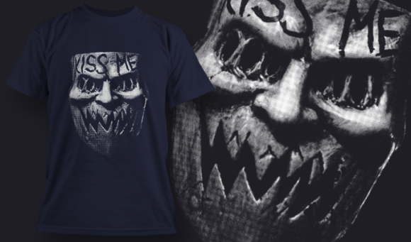 Scary Mask - T Shirt Design Template 3529 1