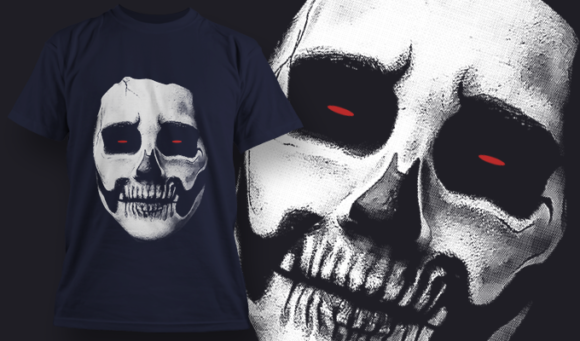 Skull Face Paint - T Shirt Design Template 3530 1