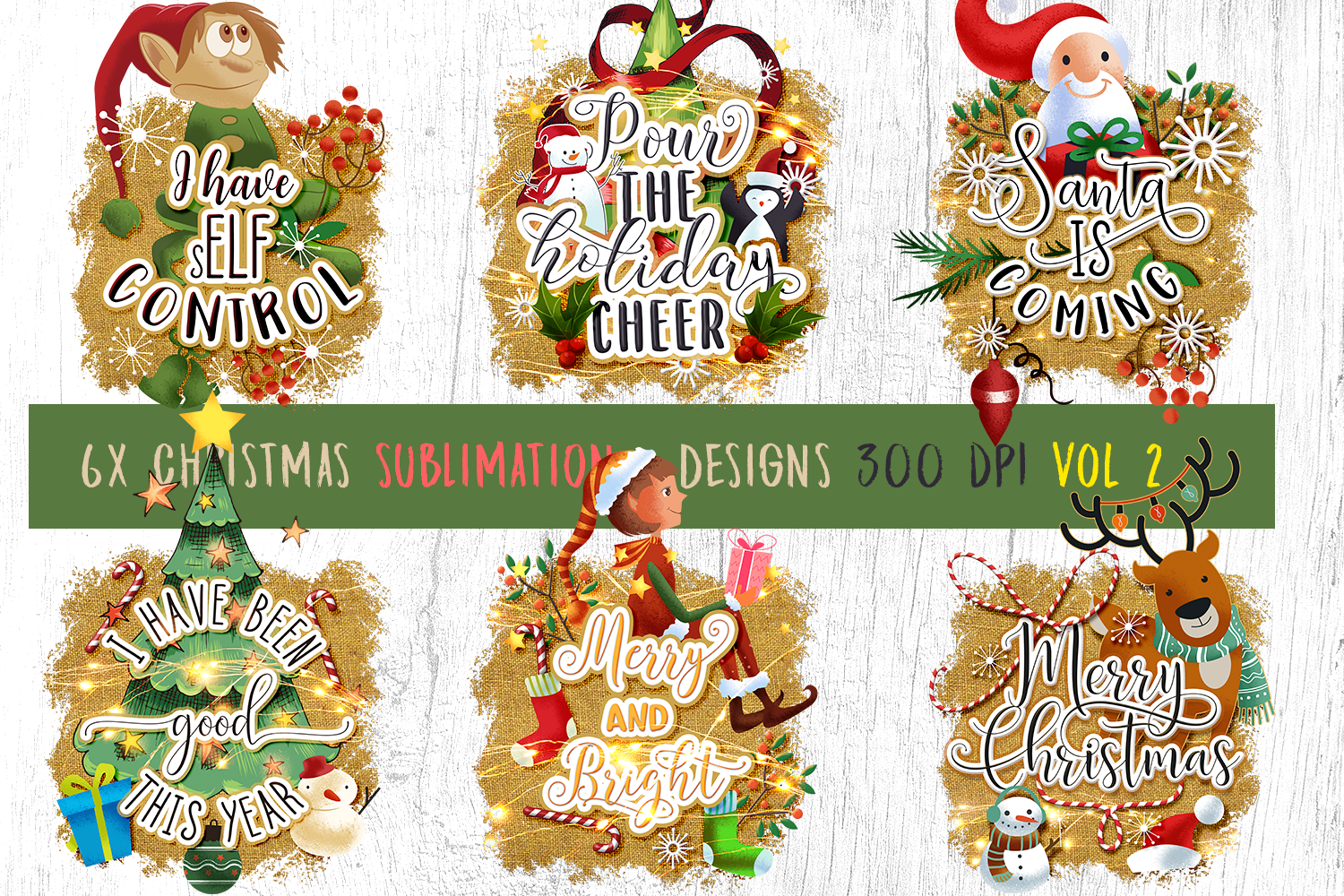 Christmas sublimation illustrations bundle