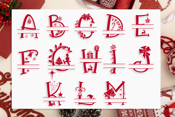 Free Christmas Vibes Split SVG Monograms + Bonus: 40 Christmas SVG Files 1