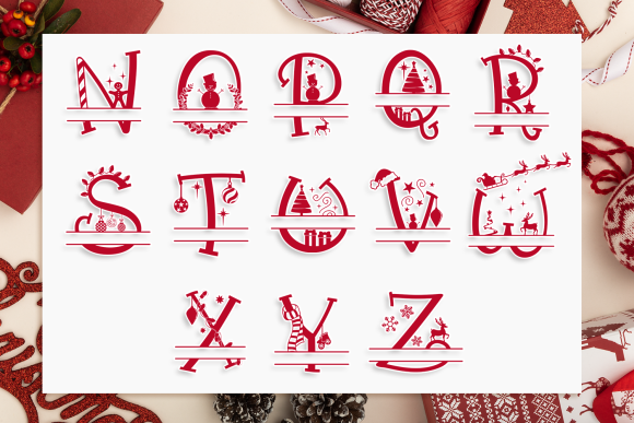 Free Christmas Vibes Split SVG Monograms + Bonus: 40 Christmas SVG Files 3