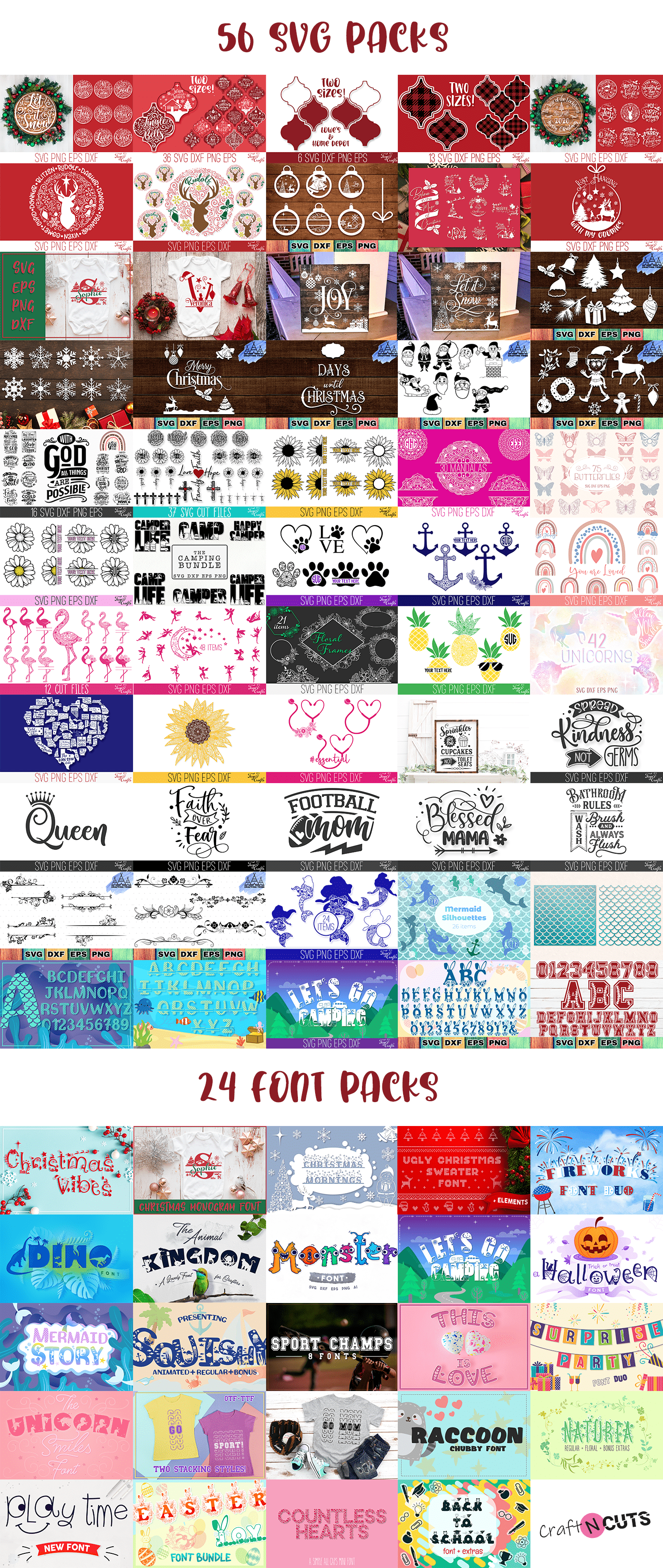 Feya’s All Shop Craft Bundle: 750+ SVG Cut Files & 57 Fonts - Only $19! 1