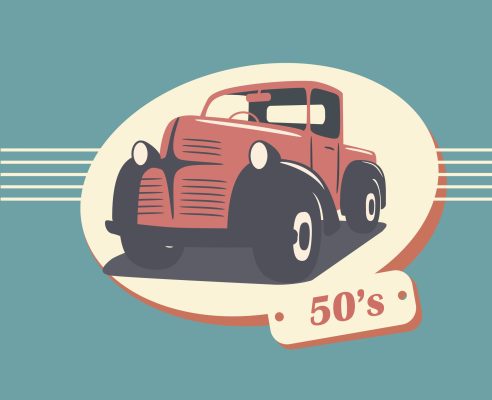 Vintage retro pickup truck car vector illustration suitable for promotion, t-shirt designs, etc.