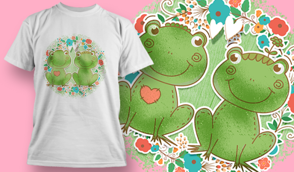 Cute Frogs | T Shirt Design Template 3568 1