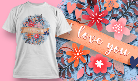 I Love You | T Shirt Design Template 3593 1