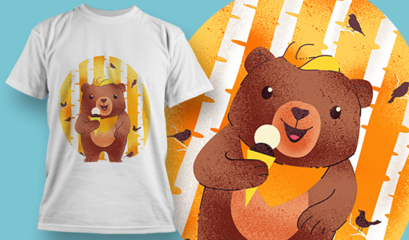 Icecream Bear | T Shirt Design Template 3599 1
