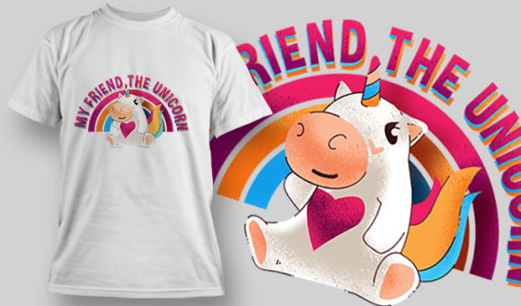 My Friend Unicorn | T Shirt Design Template 3611 1