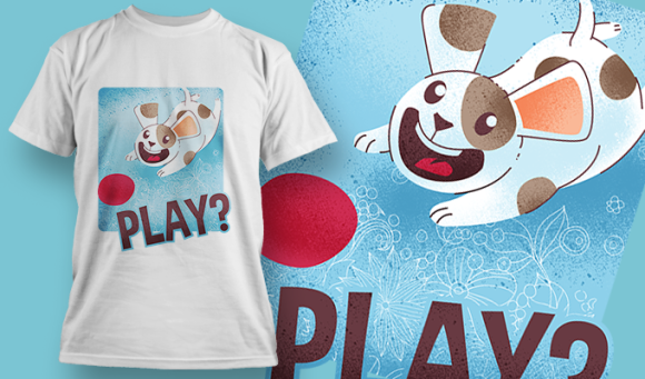 Playful Puppy | T Shirt Design Template 3618 1