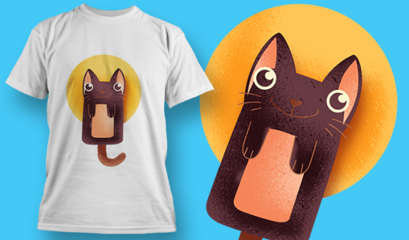 Popsicle Kitty | T Shirt Design Template 3620 1