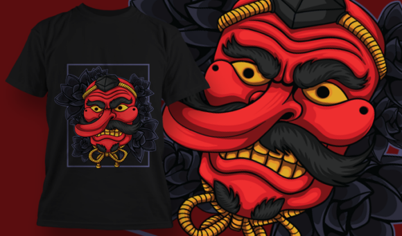 Red Tengu Mask | T Shirt Design Template 3822 1