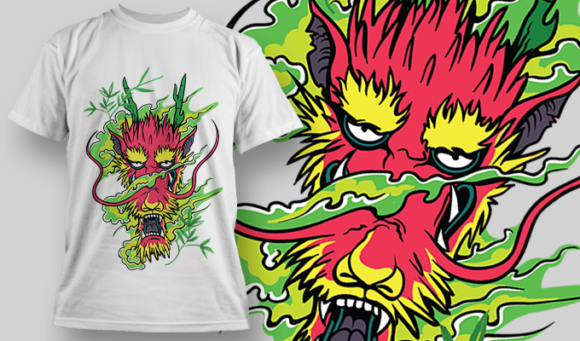 Colorful Dragon | T Shirt Design Template 3798 1