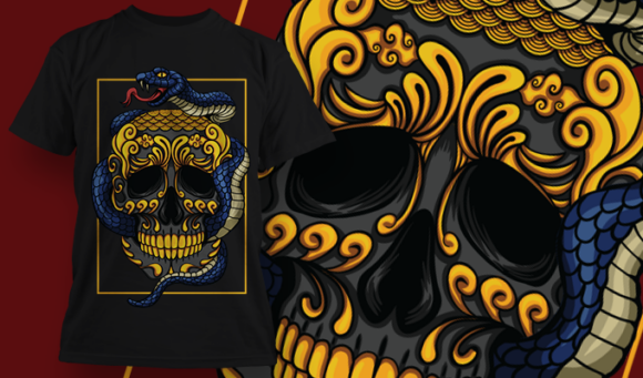 Skull Golden | T Shirt Design Template 3824 1