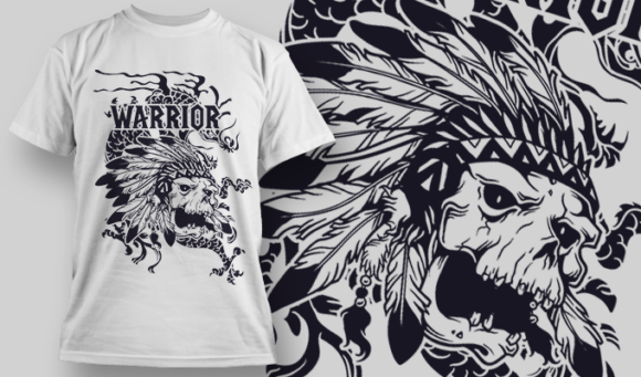 Warrior Dragon Skull | T Shirt Design Template 3813 1