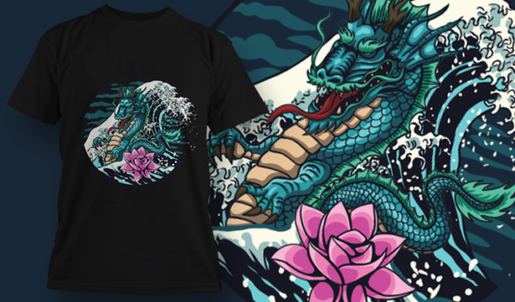 Water Dragon | T Shirt Design Template 3797 1