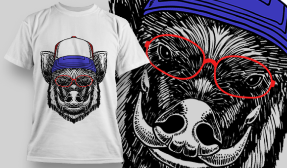 Beaver With Trucker Cap And Red Glasses | T Shirt Design Template 3866 1