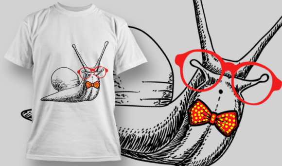 Snail With Polka Dots Bowtie And Red Glasses | T Shirt Design Template 3904 1
