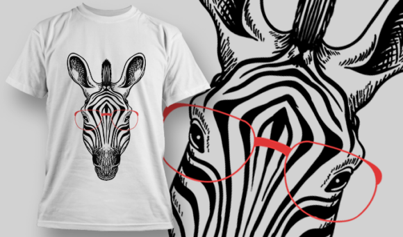 Zebra With Red Glasses | T Shirt Design Template 3911 1