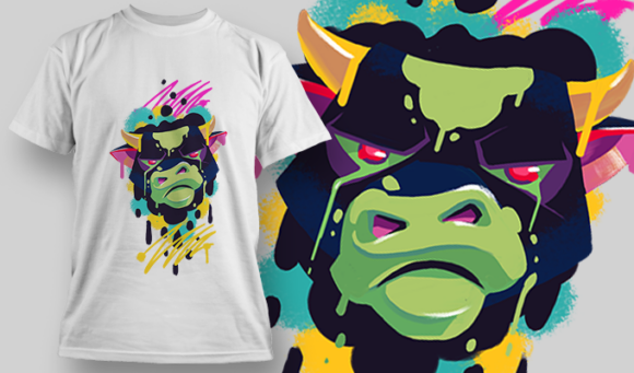 Graffiti Bull | T Shirt Design Template 3856 1