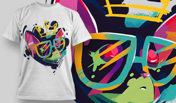 Graffiti Kitty | T Shirt Design Template 3859 1