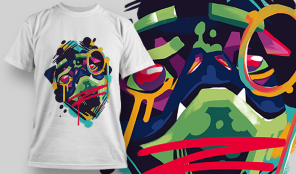 Graffiti Frog-Pug | T Shirt Design Template 3861 1