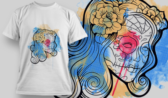 Watercolor Calavera 6 | T Shirt Design Template 3830 1