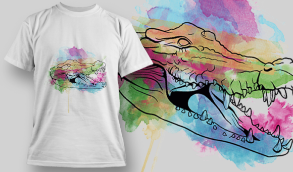 Watercolor Crocodile  | T Shirt Design Template 3843 1