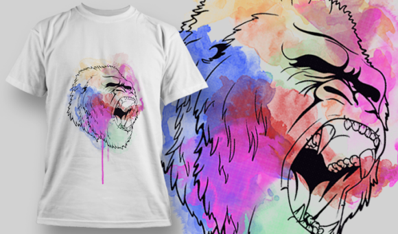 Watercolor Gorilla 1  | T Shirt Design Template 3844 1