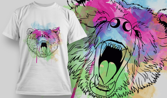 Watercolor Grizzly  | T Shirt Design Template 3846 1