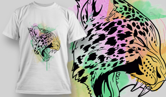 Watercolor Leopard  | T Shirt Design Template 3847 1