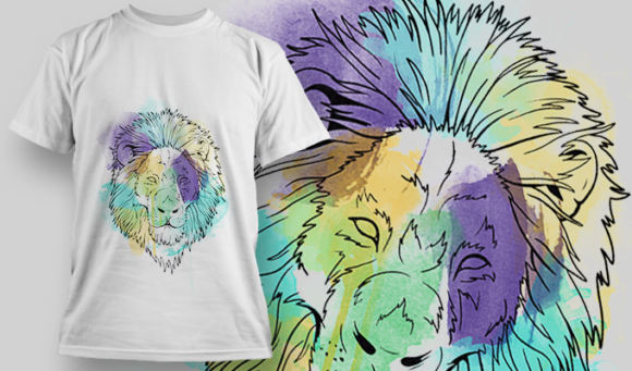 Watercolor Lion 1  | T Shirt Design Template 3848 1