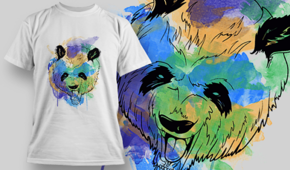 Watercolor Panda  | T Shirt Design Template 3850 1