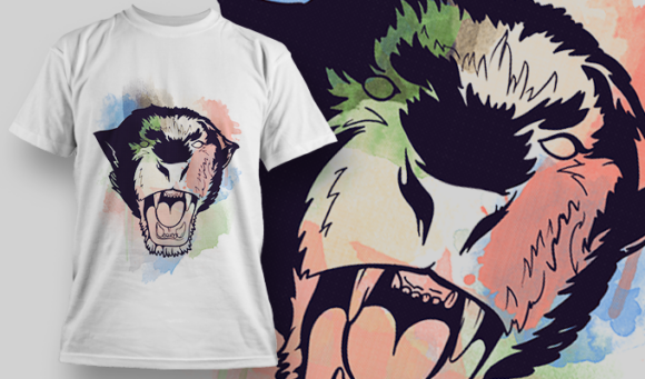 Watercolor Puma  | T Shirt Design Template 3851 1