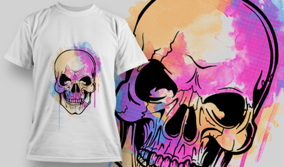 Watercolor Skull 1 | T Shirt Design Template 3832 1