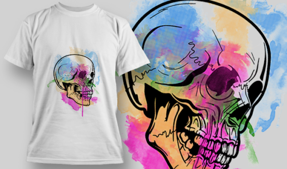 Watercolor Skull 2 | T Shirt Design Template 3833 1